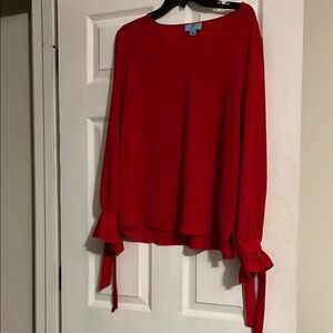 Elegant Red Women's Top with Tie Sleeves